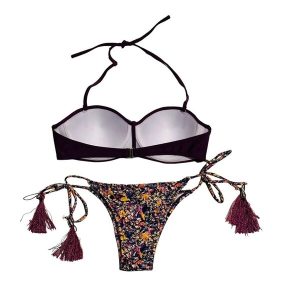 NWT Purple Floral Fringe Cheeky Bikini - Size Small - Picture 10 of 16